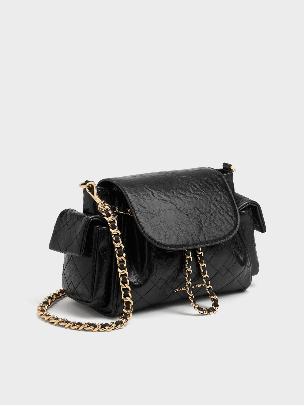 Duo Quilted Two-Way Front Flap Backpack - Black | CHARLES & KEITH