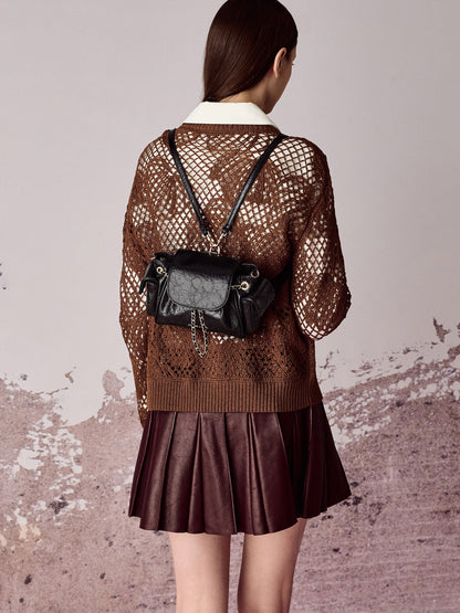 Duo Quilted Two-Way Front Flap Backpack - Black | CHARLES & KEITH