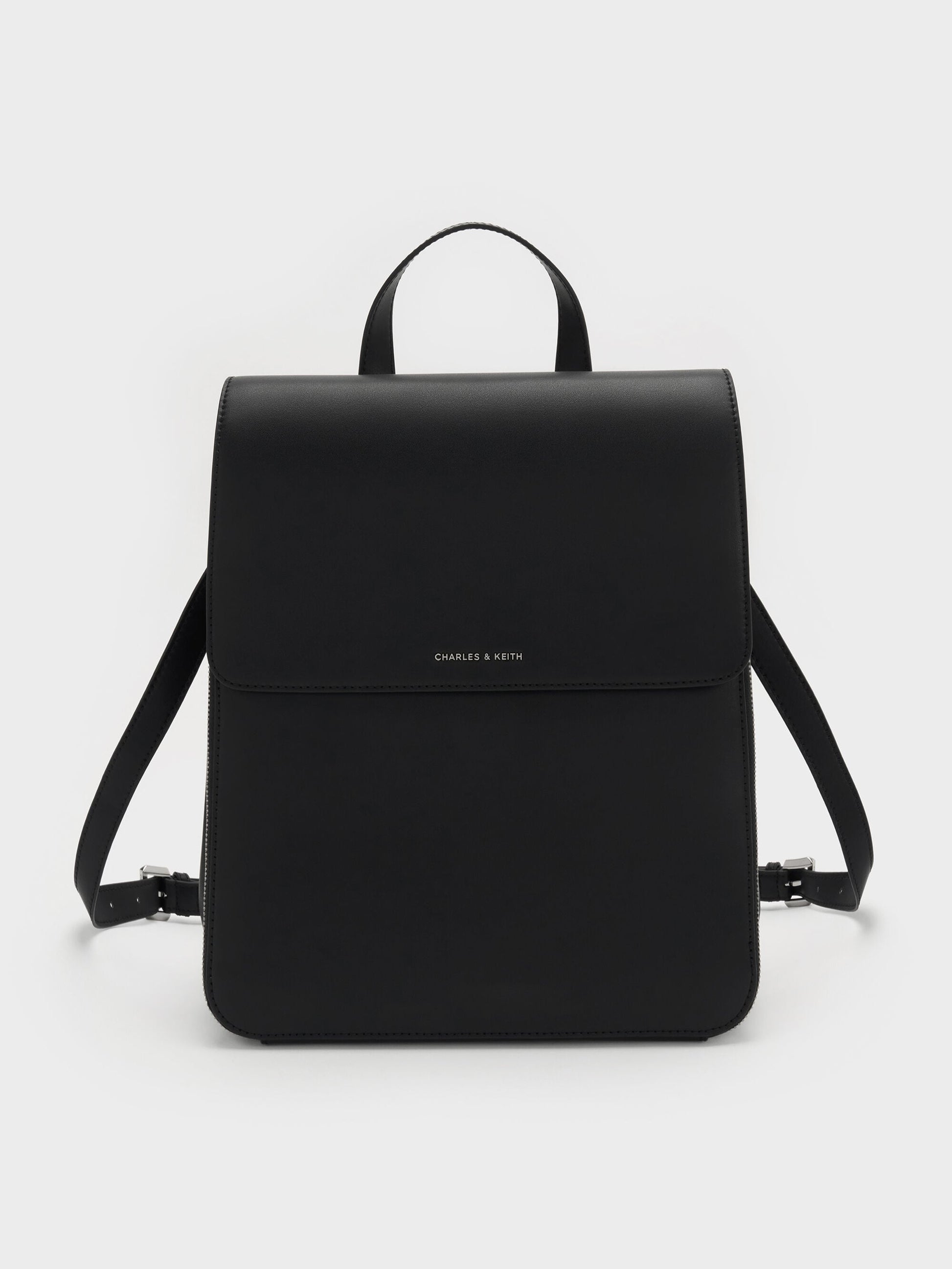 Octavia Front-Flap Backpack - Noir | CHARLES & KEITH