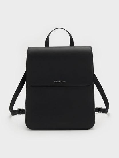 Octavia Front-Flap Backpack - Noir | CHARLES & KEITH