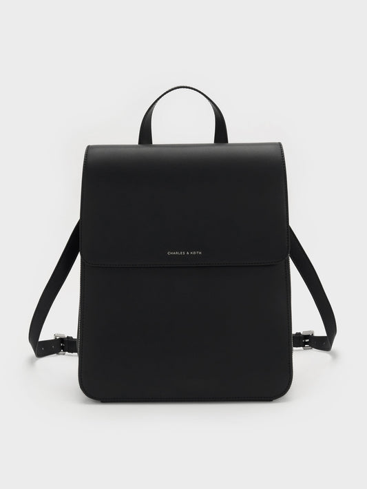 Octavia Front-Flap Backpack - Noir | CHARLES & KEITH
