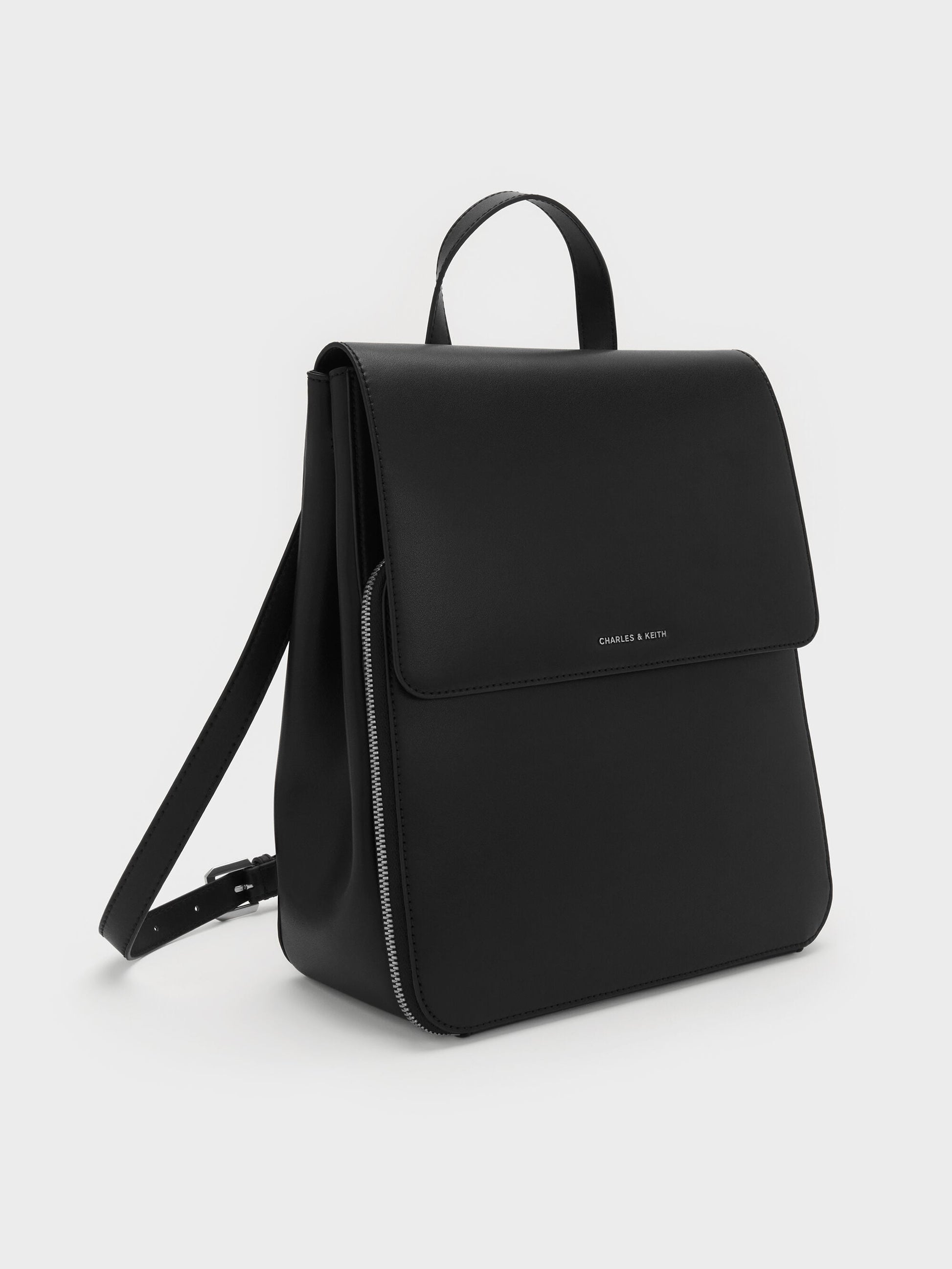 Octavia Front-Flap Backpack - Noir | CHARLES & KEITH