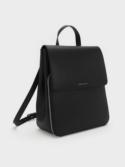Octavia Front-Flap Backpack - Noir | CHARLES & KEITH