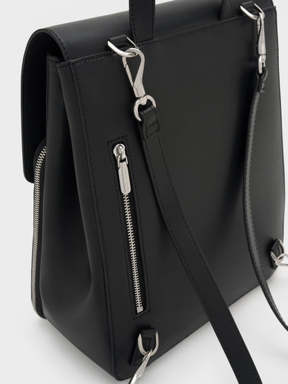 Octavia Front-Flap Backpack - Noir | CHARLES & KEITH