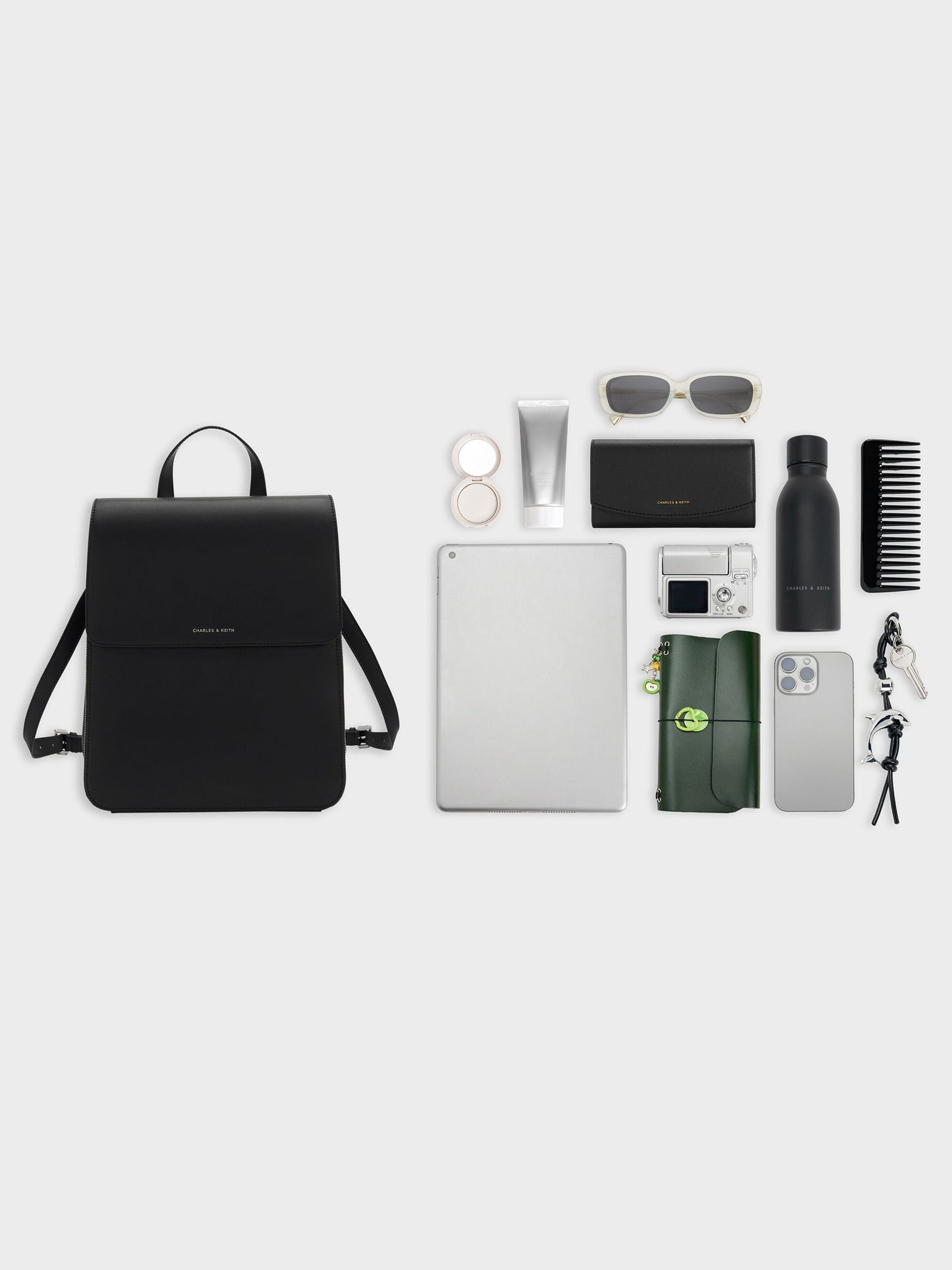 Octavia Front-Flap Backpack - Noir | CHARLES & KEITH