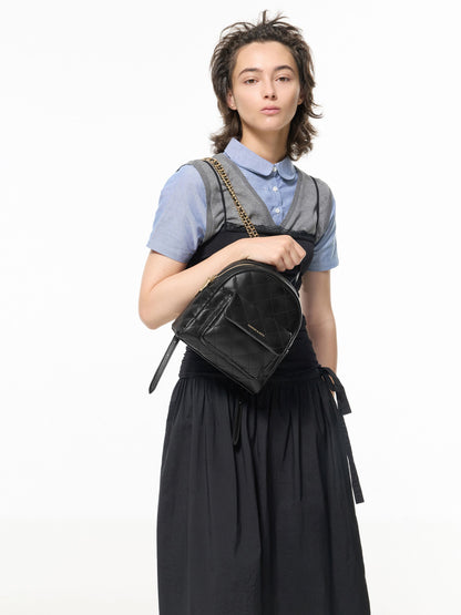 Alva Quilted Front-Pocket Backpack - Black | CHARLES & KEITH