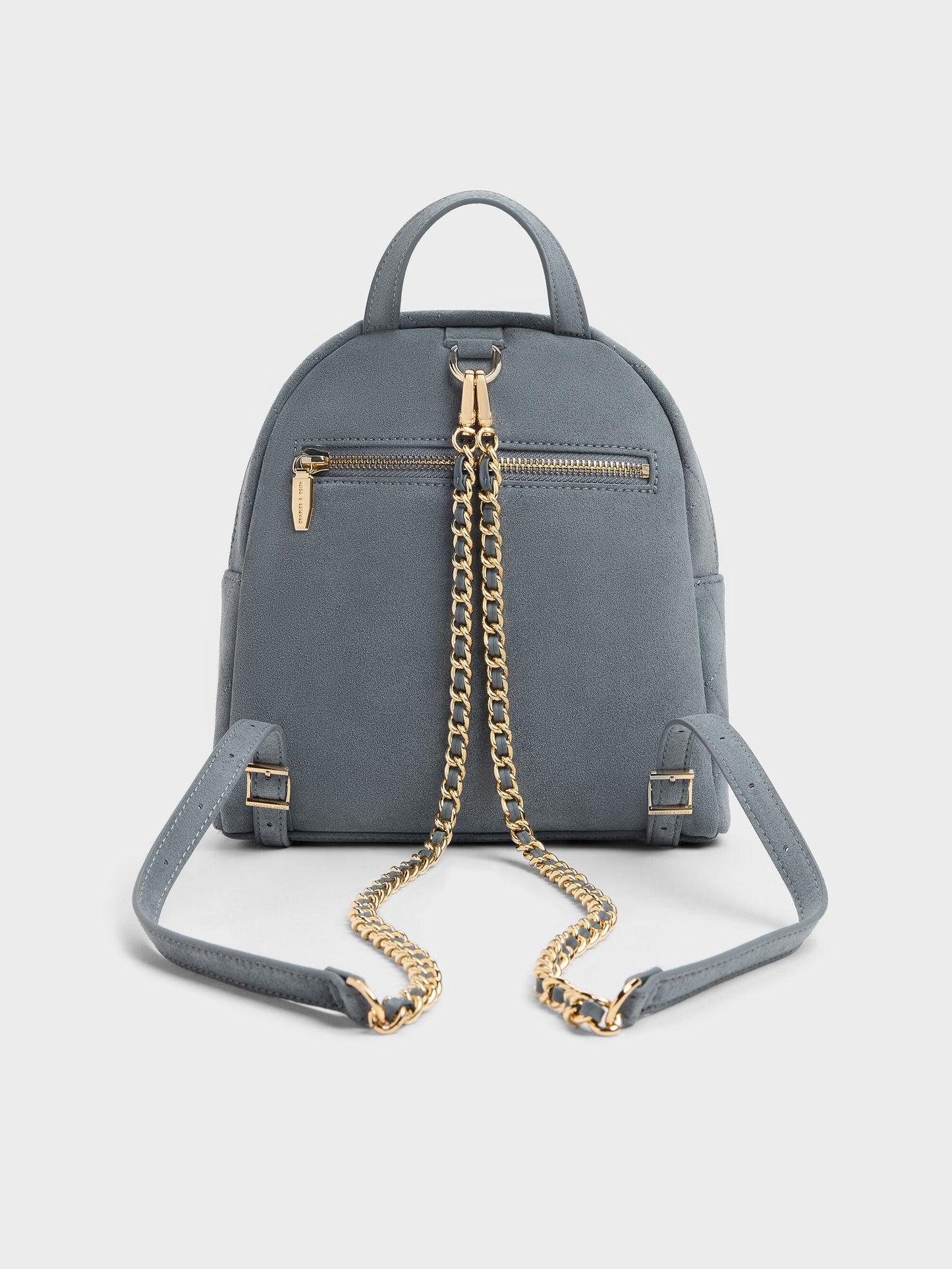 Alva Quilted Front-Pocket Backpack - Smoky Blue | CHARLES & KEITH