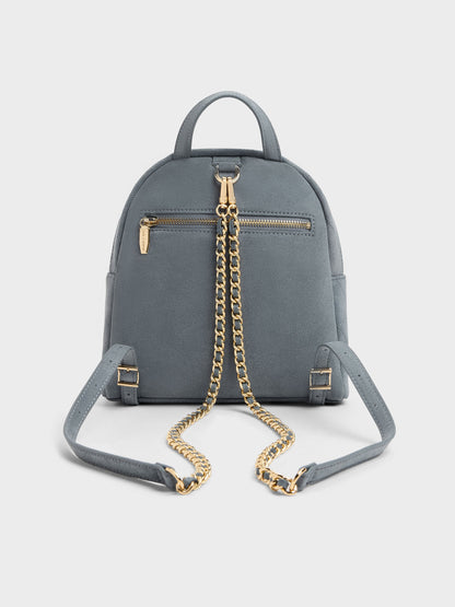 Alva Quilted Front-Pocket Backpack - Smoky Blue | CHARLES & KEITH