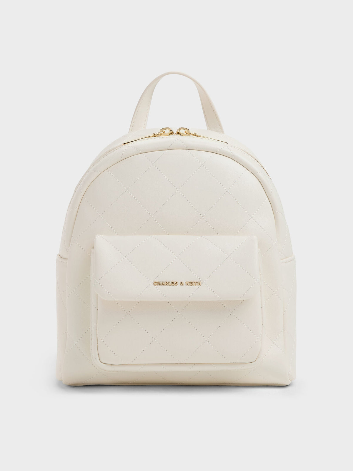 Alva Quilted Front-Pocket Backpack - Cream | CHARLES & KEITH