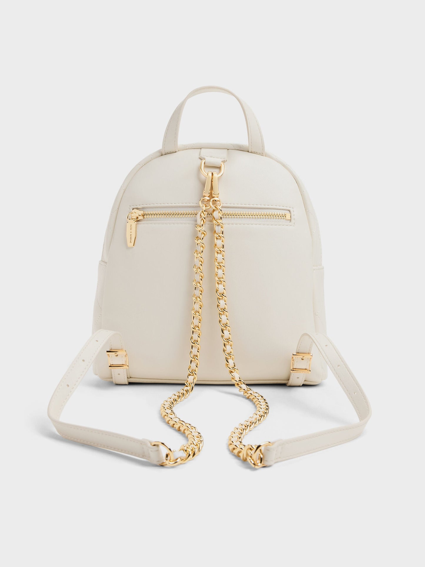 Alva Quilted Front-Pocket Backpack - Cream | CHARLES & KEITH