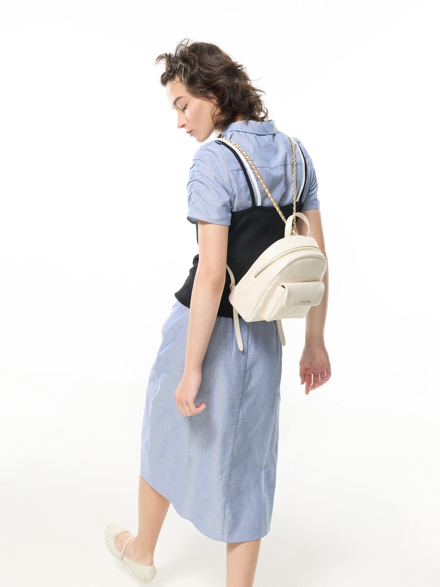 Alva Quilted Front-Pocket Backpack - Cream | CHARLES & KEITH
