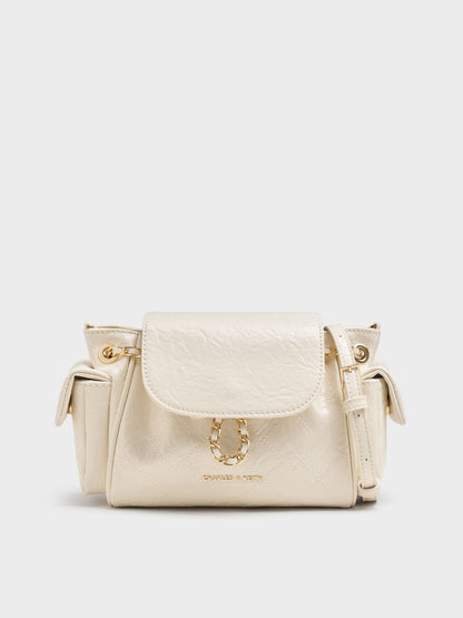 Duo Quilted Two-Way Front Flap Backpack - Cream | CHARLES & KEITH