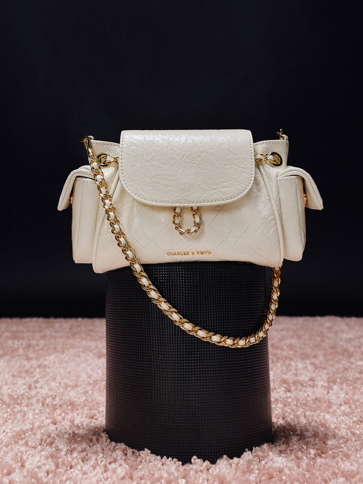 Duo Quilted Two-Way Front Flap Backpack - Cream | CHARLES & KEITH