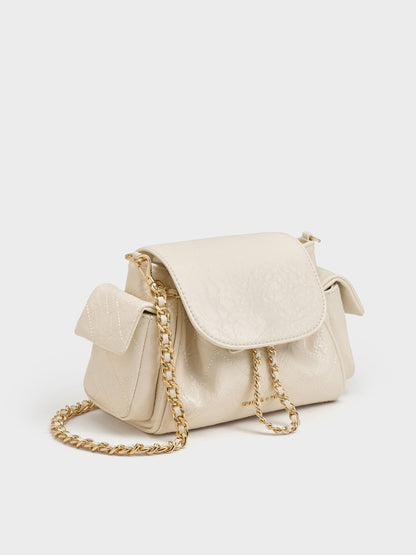 Duo Quilted Two-Way Front Flap Backpack - Cream | CHARLES & KEITH