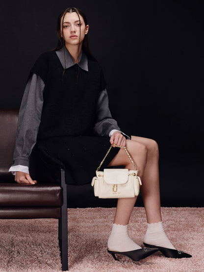 Duo Quilted Two-Way Front Flap Backpack - Cream | CHARLES & KEITH