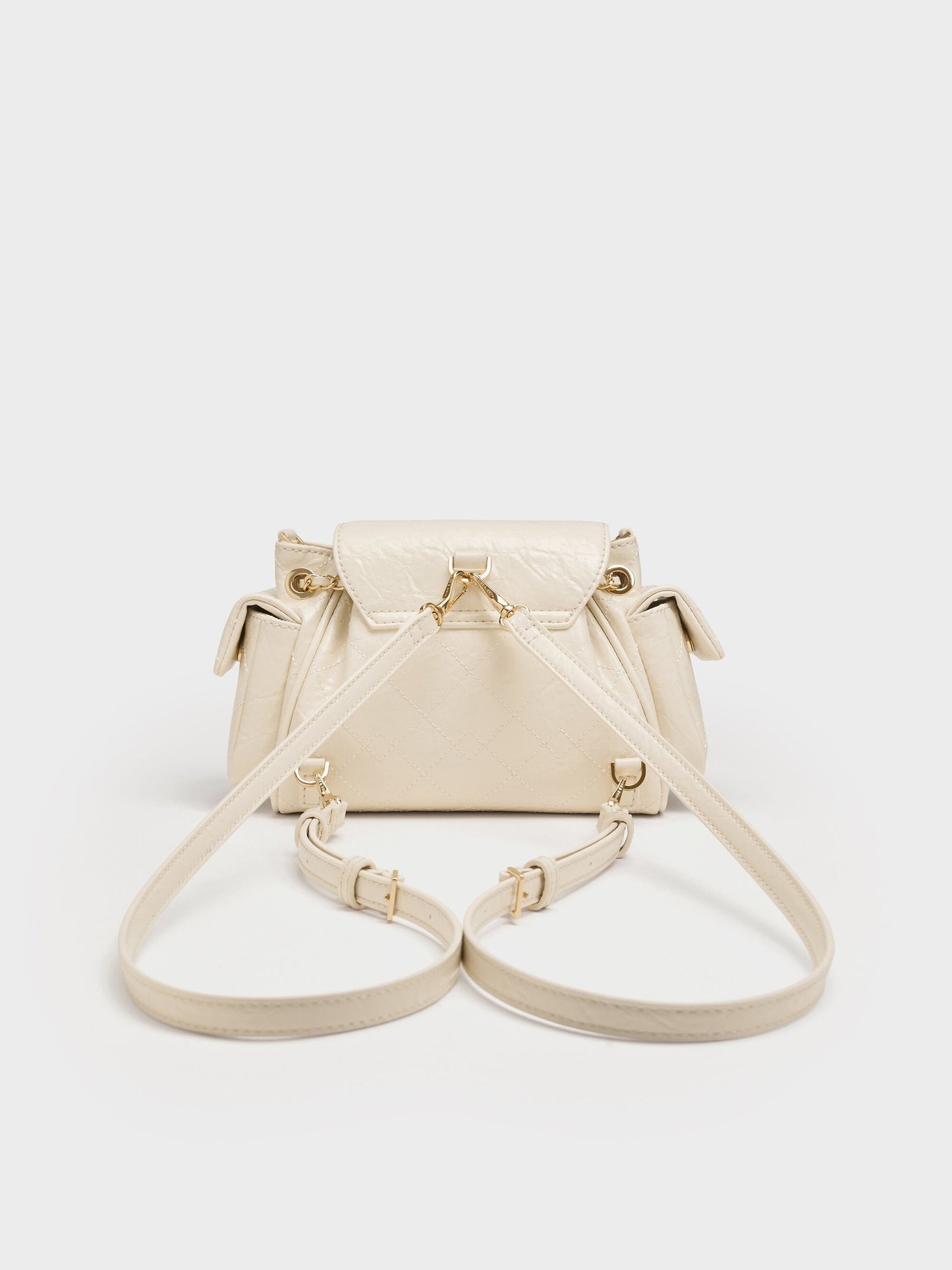 Duo Quilted Two-Way Front Flap Backpack - Cream | CHARLES & KEITH