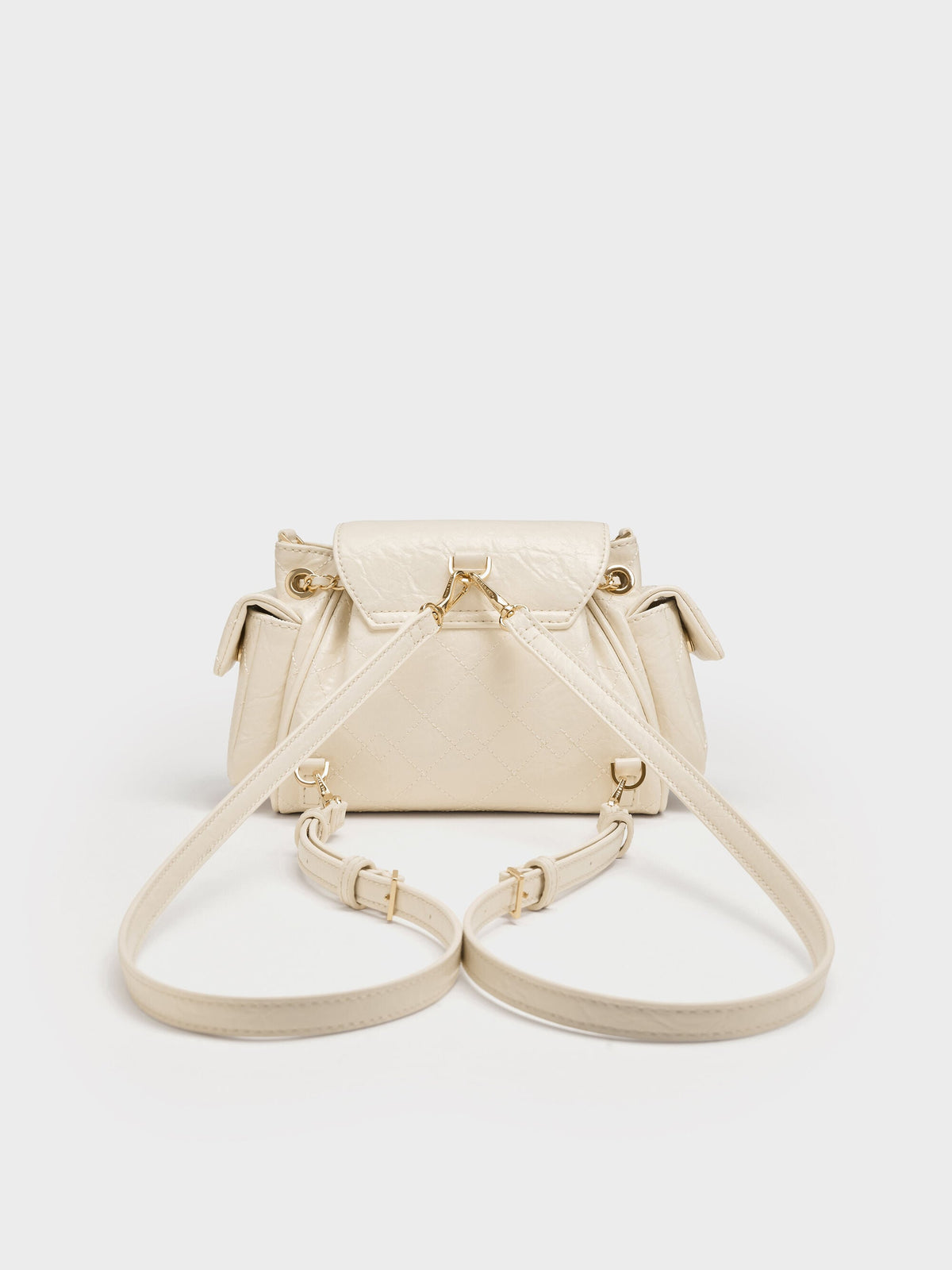 Duo Quilted Two-Way Front Flap Backpack - Cream | CHARLES & KEITH
