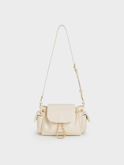 Duo Quilted Two-Way Front Flap Backpack - Cream | CHARLES & KEITH
