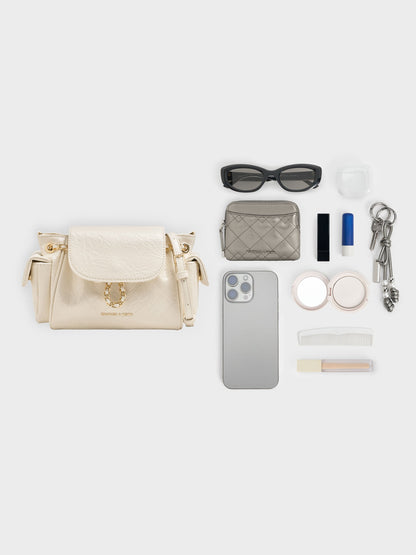 Duo Quilted Two-Way Front Flap Backpack - Cream | CHARLES & KEITH