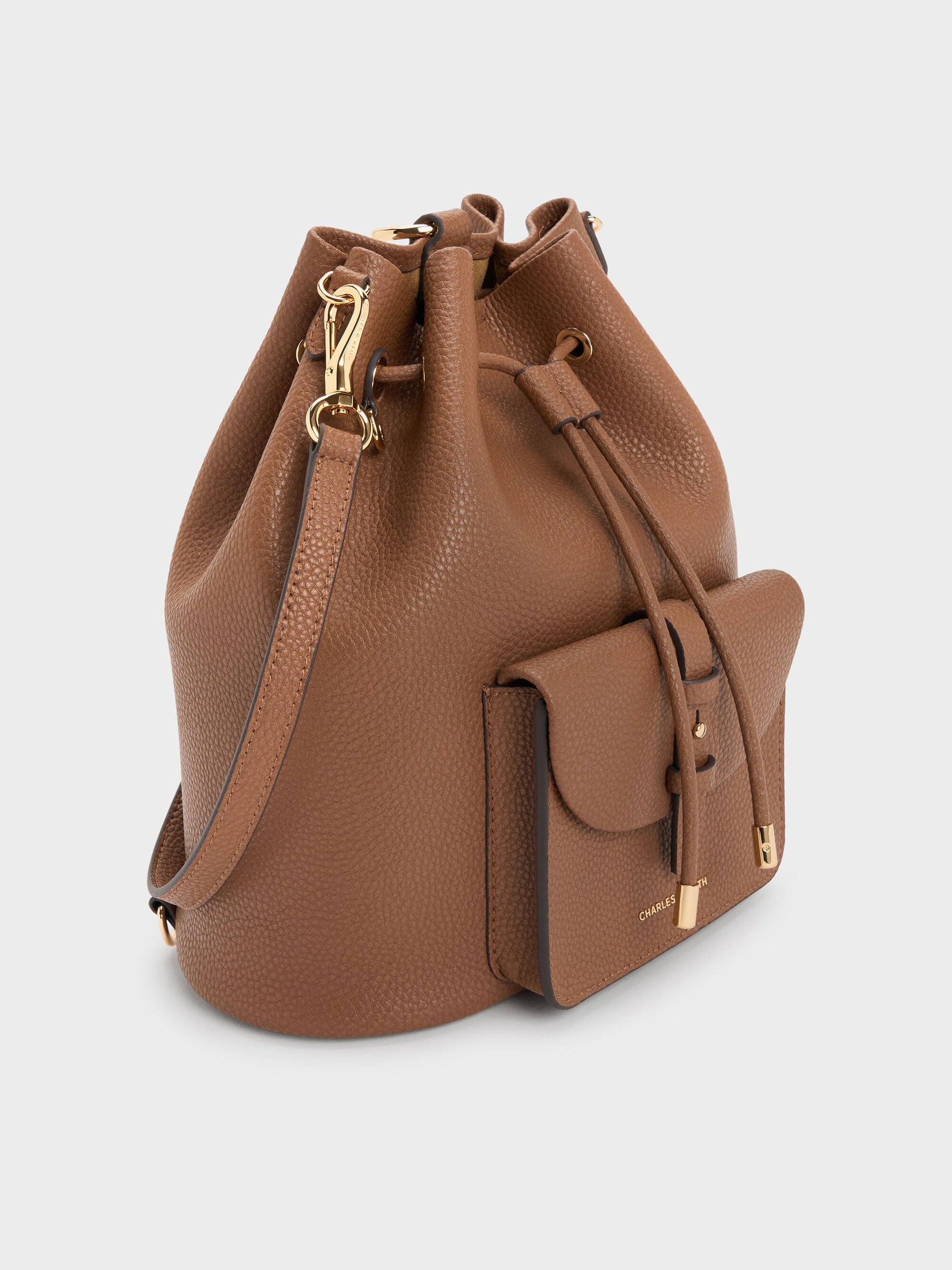 Beryl Drawstring Backpack - Chocolate | CHARLES & KEITH