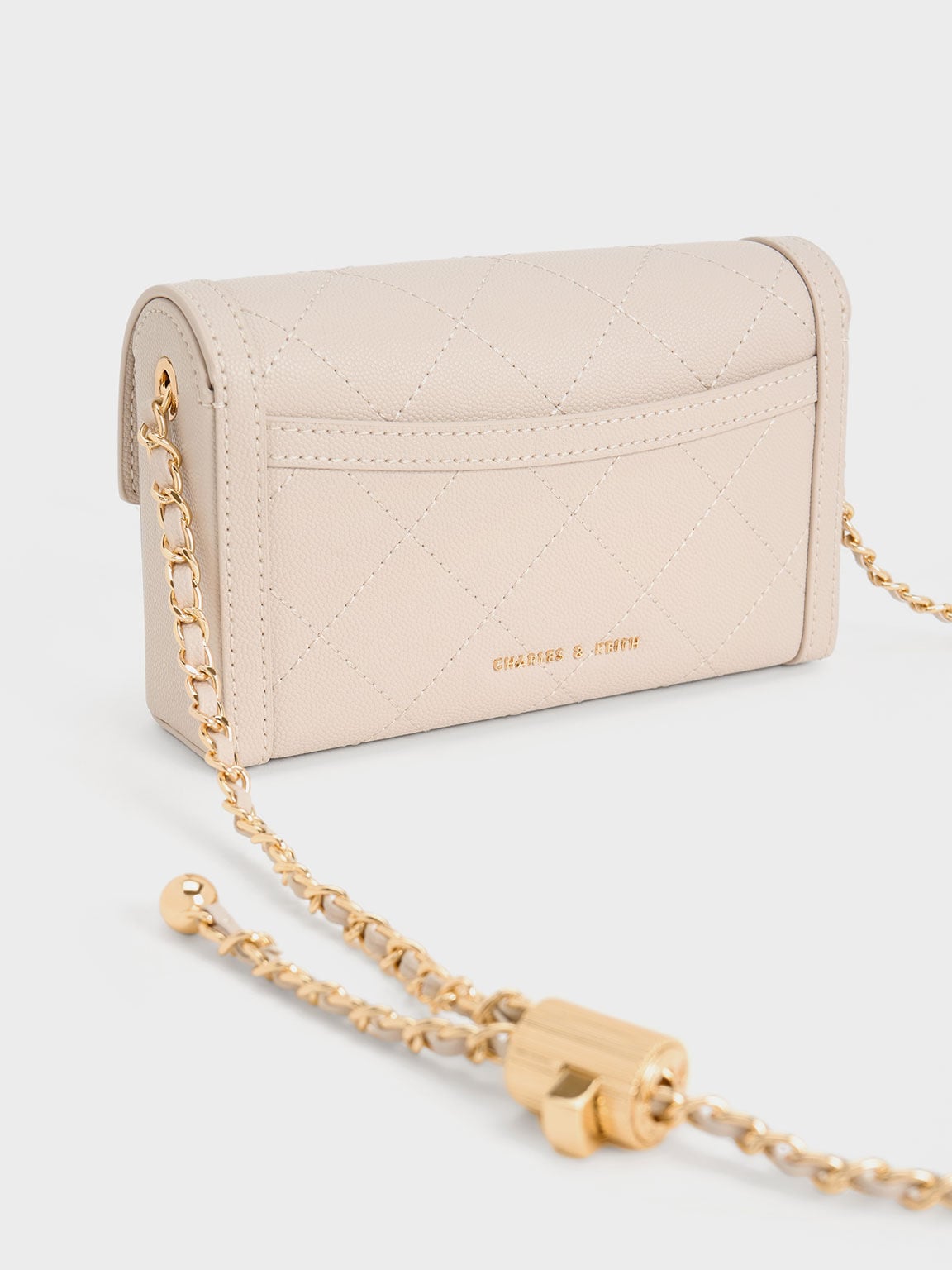 Tallulah Quilted Push-Lock Clutch - Oat | CHARLES & KEITH