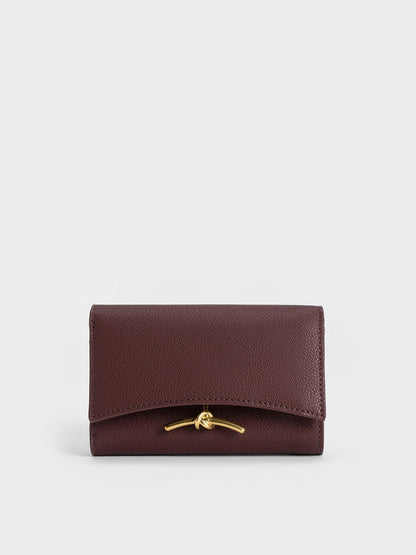Huxley Metallic-Knot Wallet - Dark Chocolate | CHARLES & KEITH