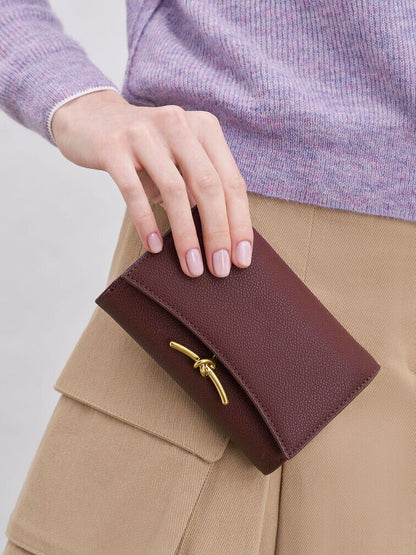 Huxley Metallic-Knot Wallet - Dark Chocolate | CHARLES & KEITH