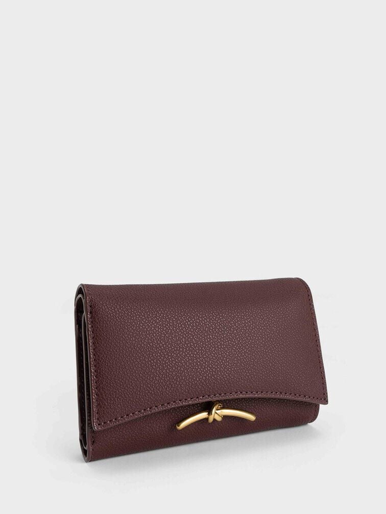 Huxley Metallic-Knot Wallet - Dark Chocolate | CHARLES & KEITH