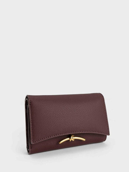 Huxley Metallic-Knot Wallet - Dark Chocolate | CHARLES & KEITH