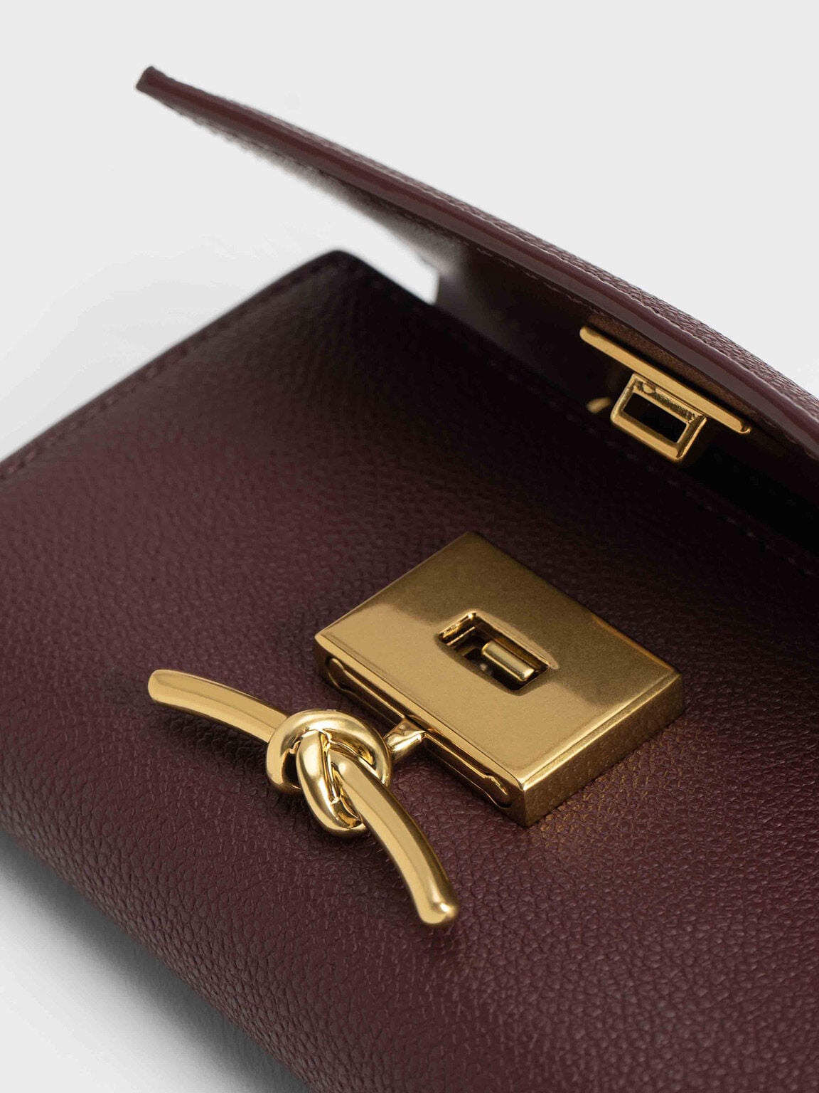 Huxley Metallic-Knot Wallet - Dark Chocolate | CHARLES & KEITH