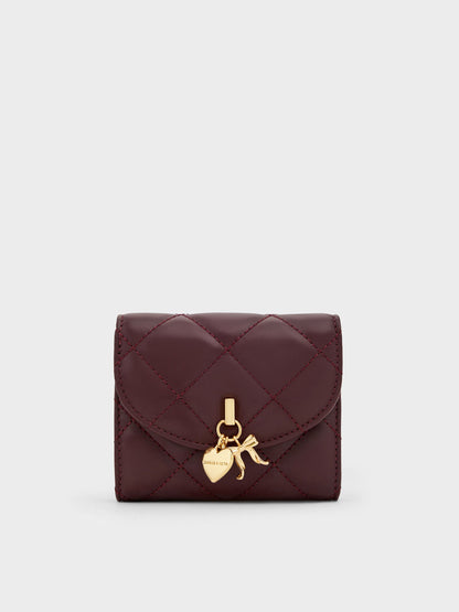 Arrietty Quilted Curved-Flap Wallet - Wineberry Red | CHARLES & KEITH