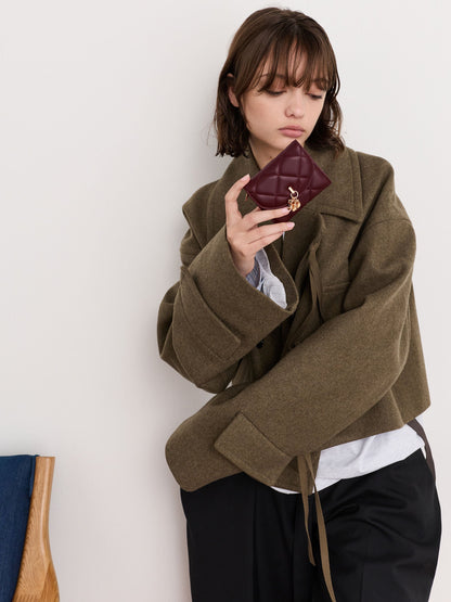 Arrietty Quilted Curved-Flap Wallet - Wineberry Red | CHARLES & KEITH