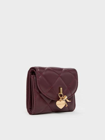 Arrietty Quilted Curved-Flap Wallet - Wineberry Red | CHARLES & KEITH