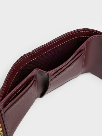 Arrietty Quilted Curved-Flap Wallet - Wineberry Red | CHARLES & KEITH
