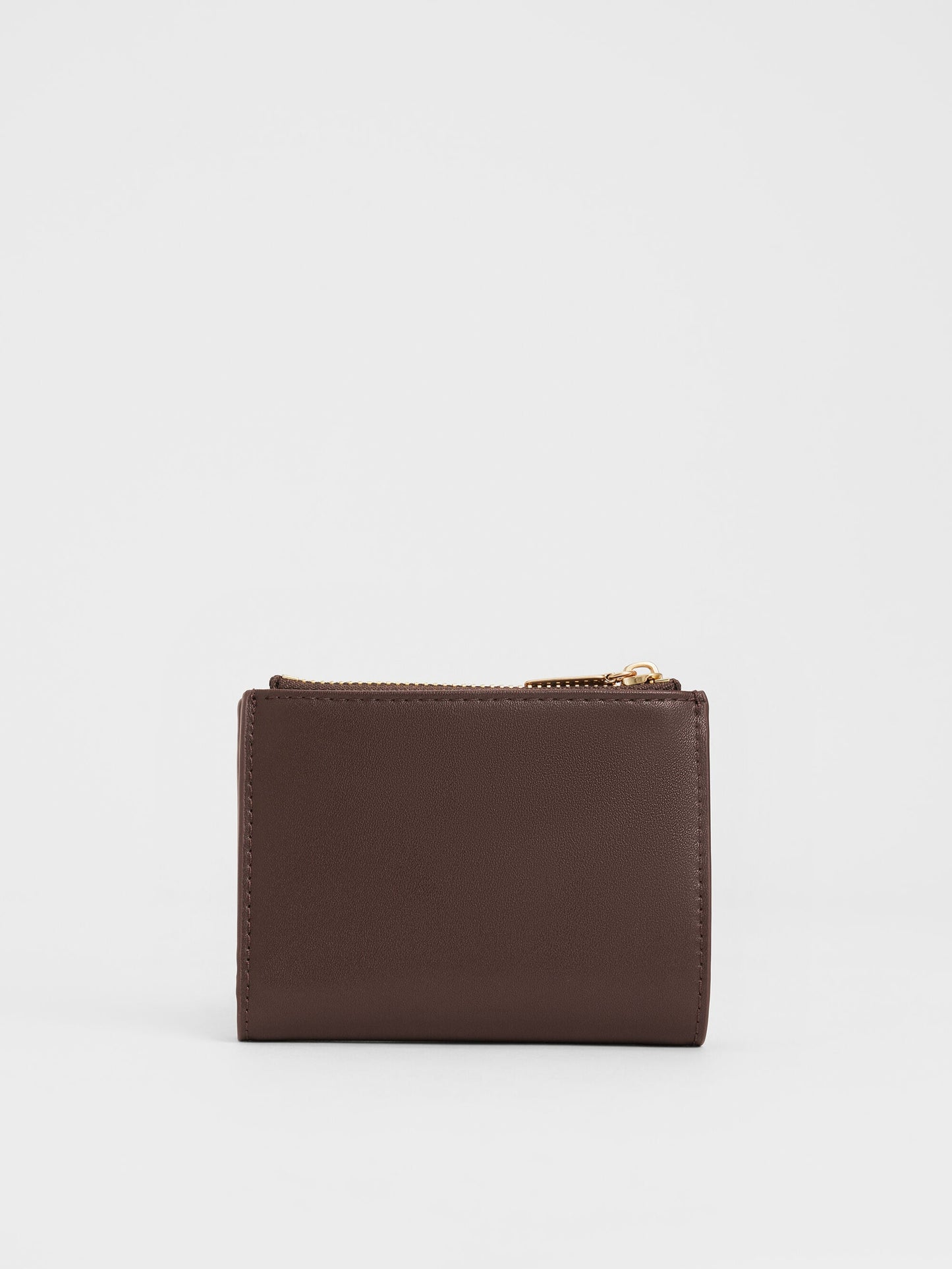 Midori Geometric Top-Zip Wallet - Espresso Brown | CHARLES & KEITH