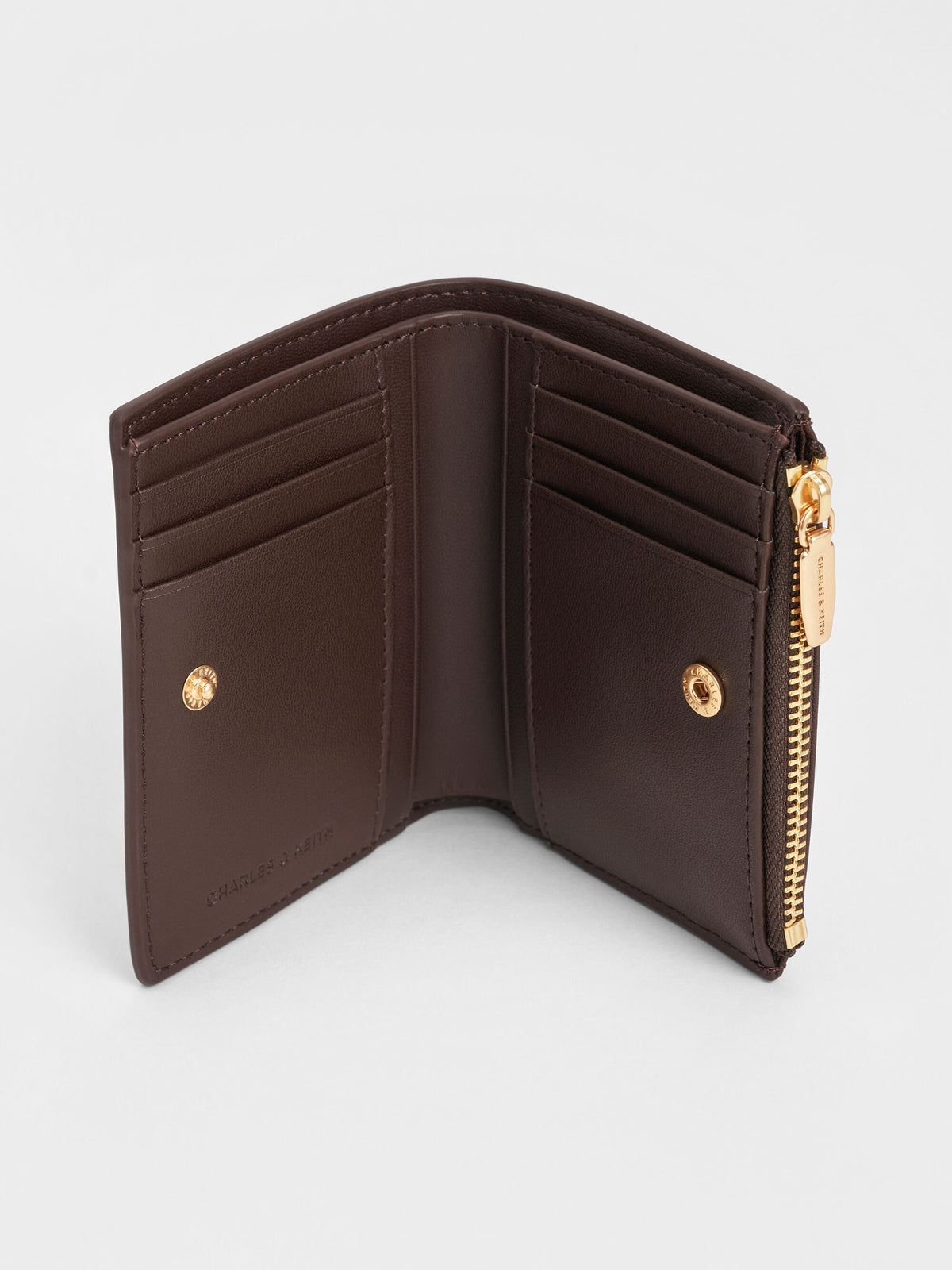 Midori Geometric Top-Zip Wallet - Espresso Brown | CHARLES & KEITH