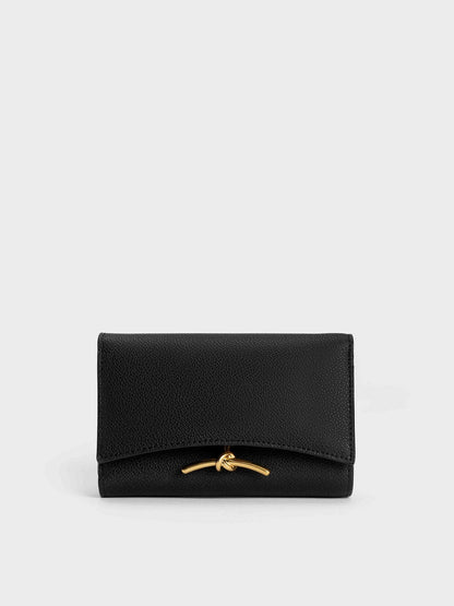 Huxley Metallic-Knot Wallet - Black | CHARLES & KEITH