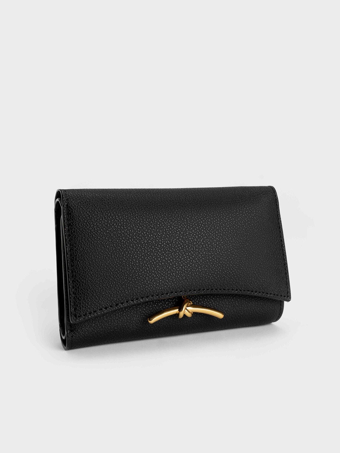 Huxley Metallic-Knot Wallet - Black | CHARLES & KEITH