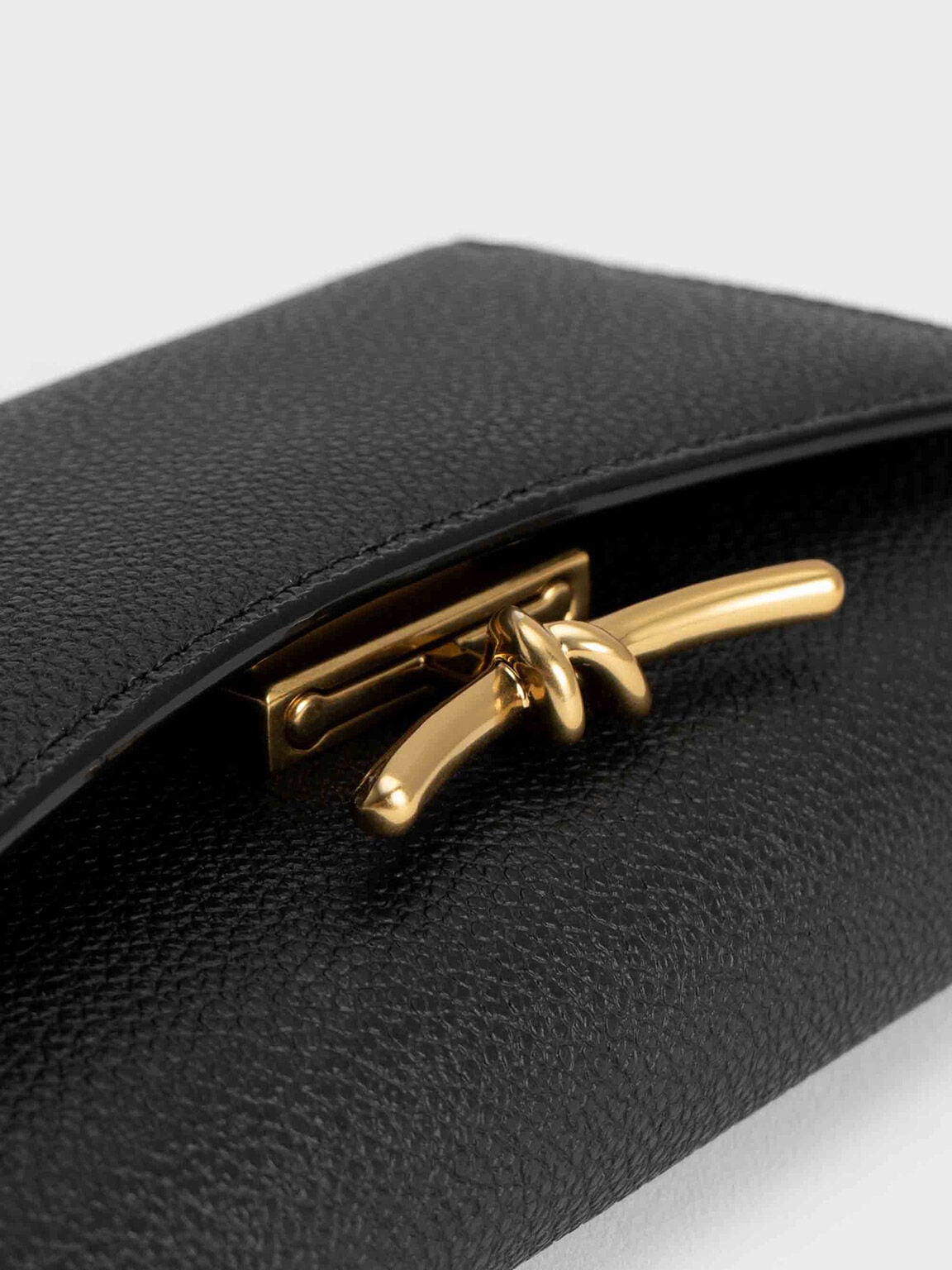Huxley Metallic-Knot Wallet - Black | CHARLES & KEITH