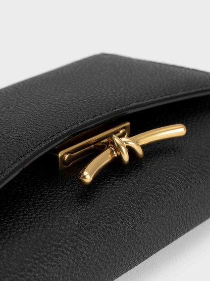 Huxley Metallic-Knot Wallet - Black | CHARLES & KEITH