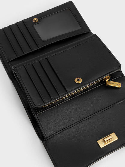 Huxley Metallic-Knot Wallet - Black | CHARLES & KEITH
