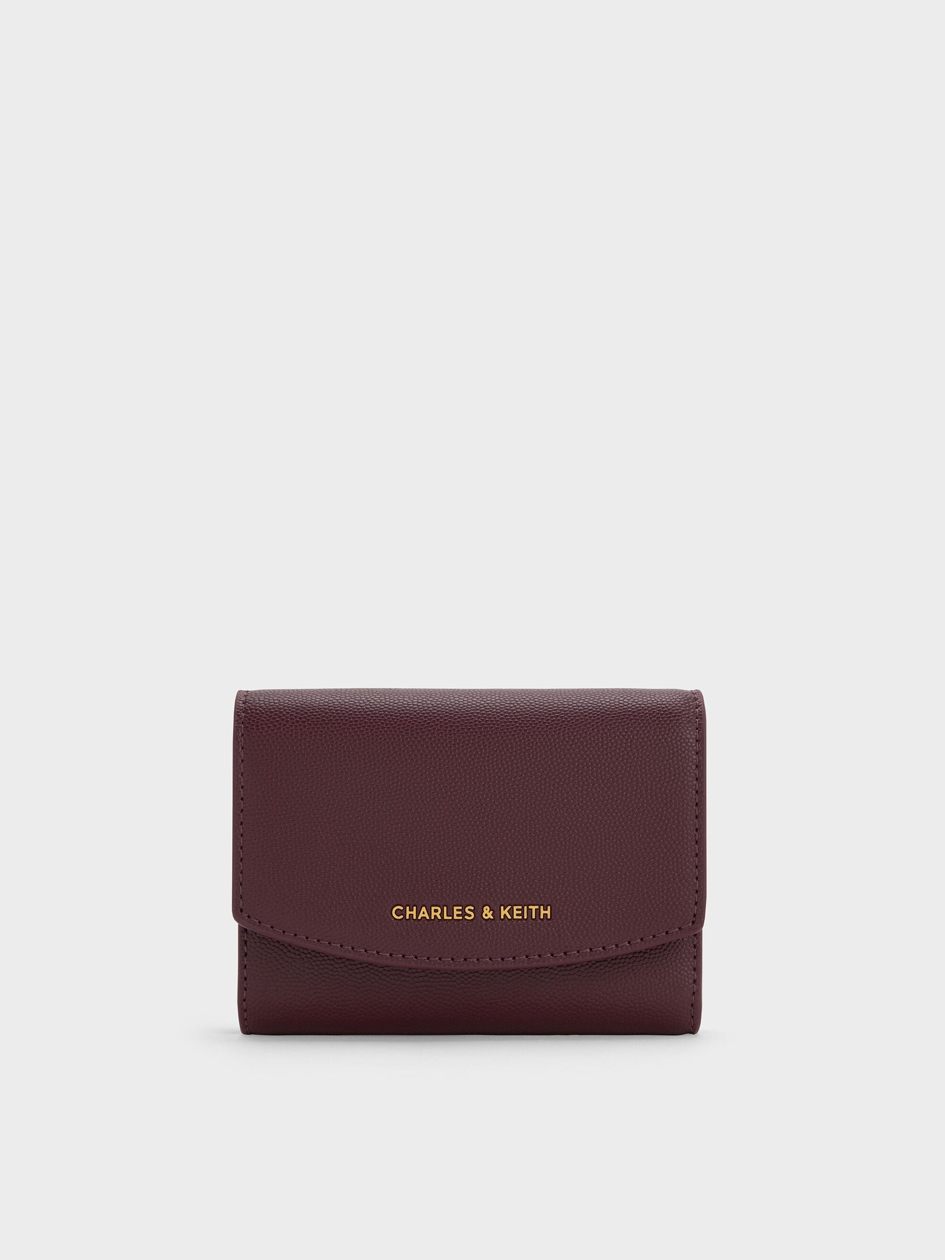 Briony Curved Flap Wallet - Wineberry Red | CHARLES & KEITH