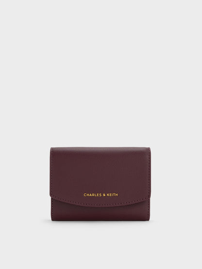 Briony Curved Flap Wallet - Wineberry Red | CHARLES & KEITH
