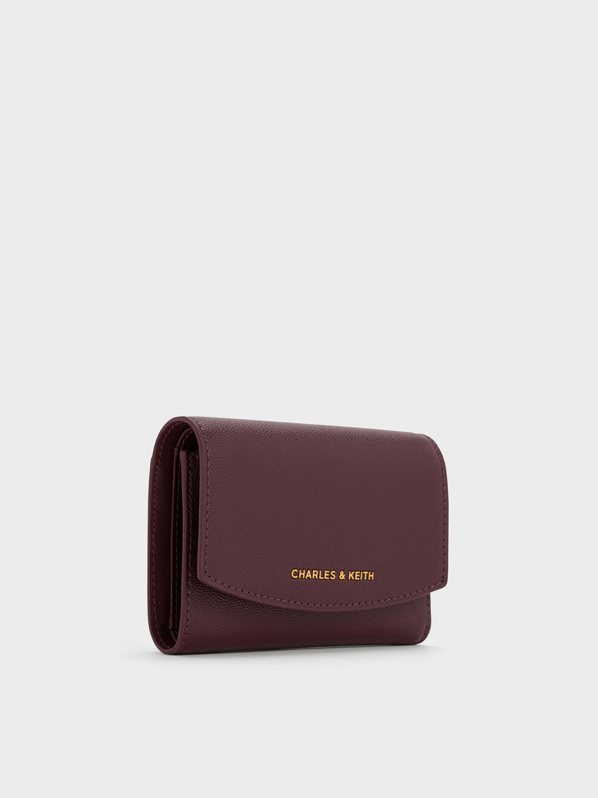 Briony Curved Flap Wallet - Wineberry Red | CHARLES & KEITH