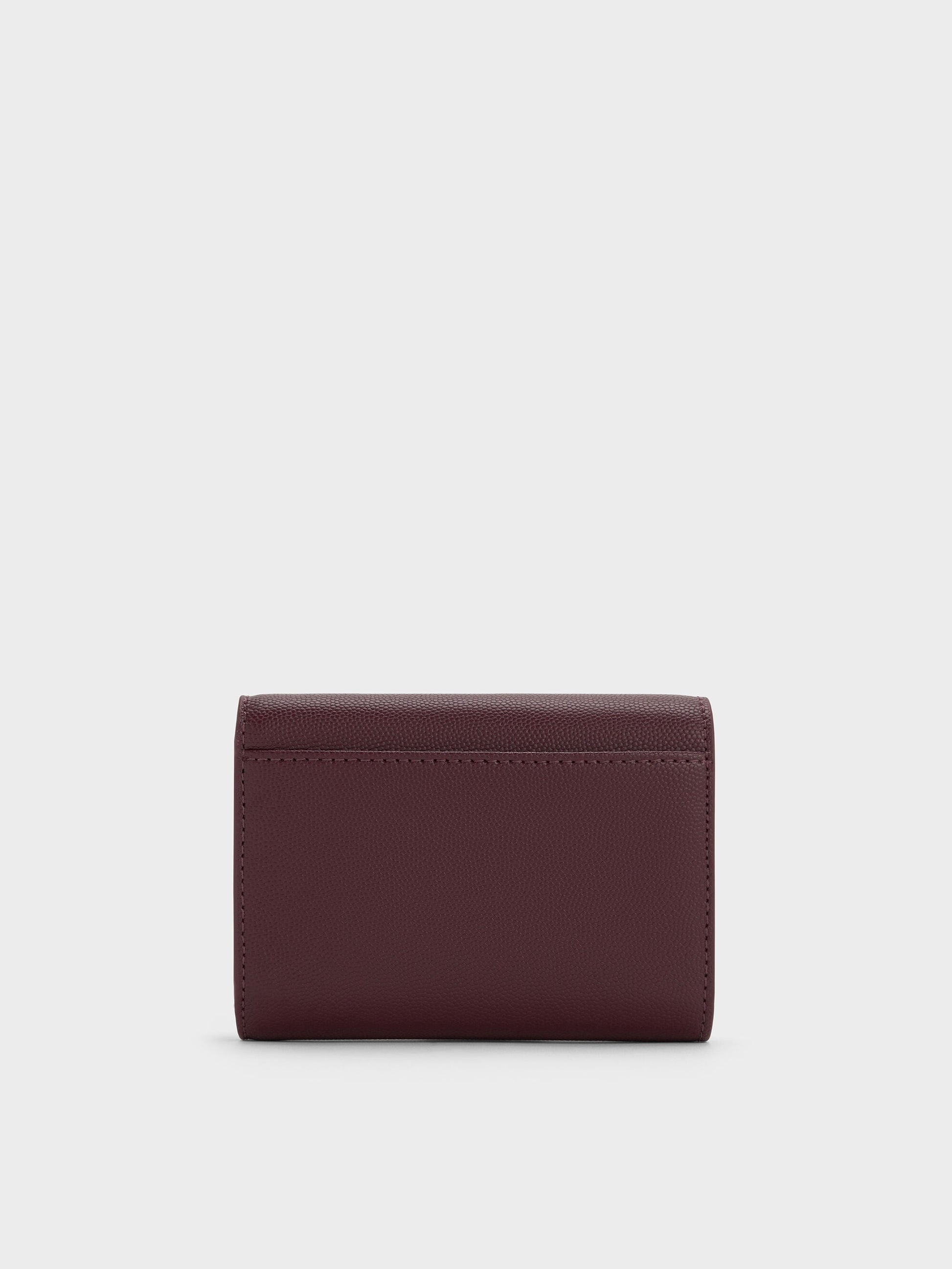 Briony Curved Flap Wallet - Wineberry Red | CHARLES & KEITH