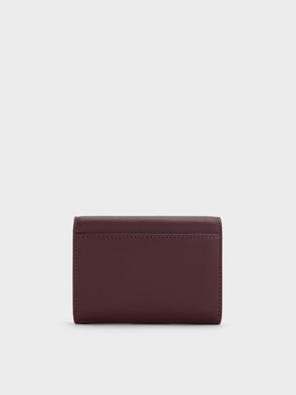 Briony Curved Flap Wallet - Wineberry Red | CHARLES & KEITH
