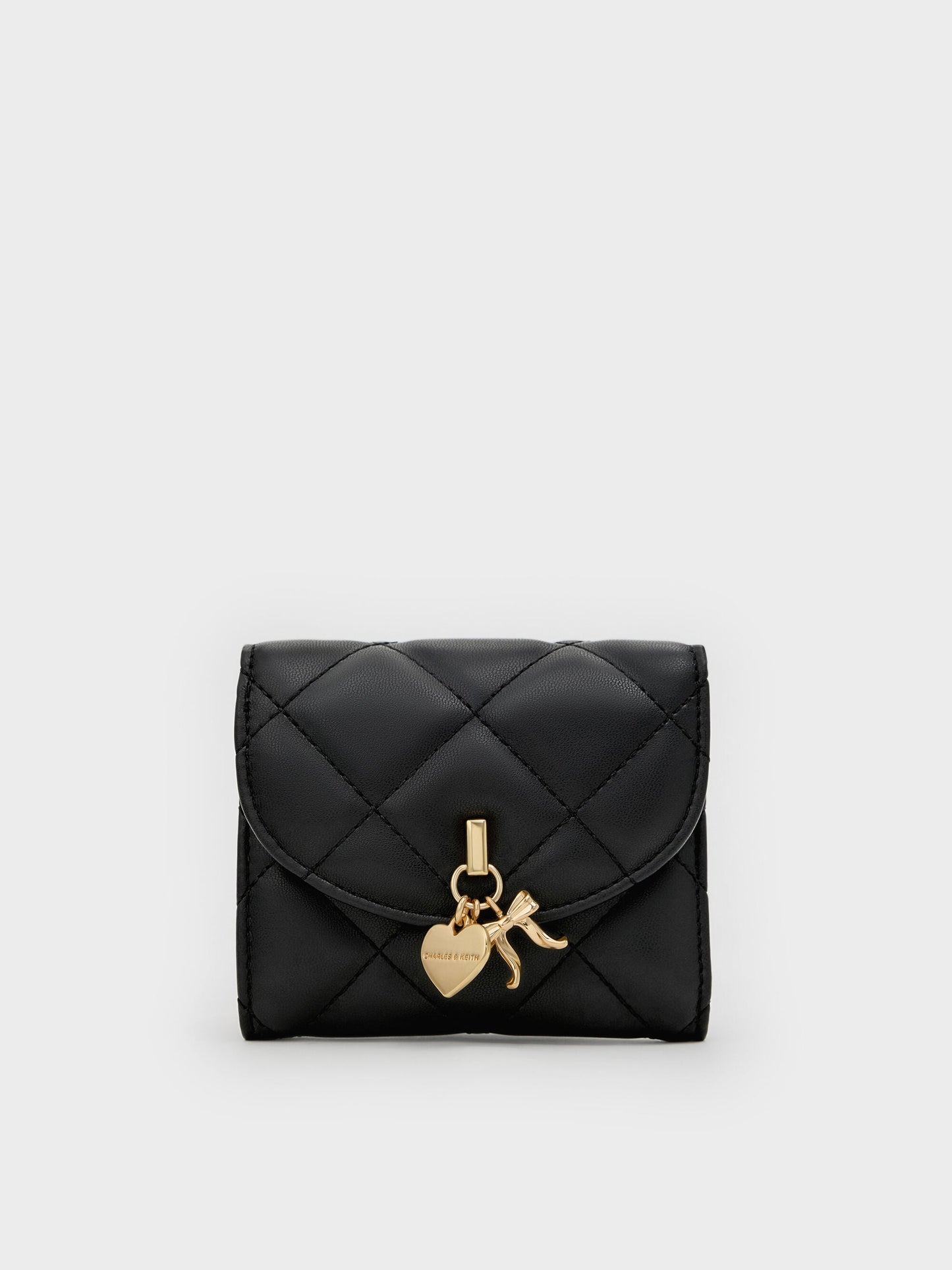 Arrietty Quilted Curved-Flap Wallet - Black | CHARLES & KEITH