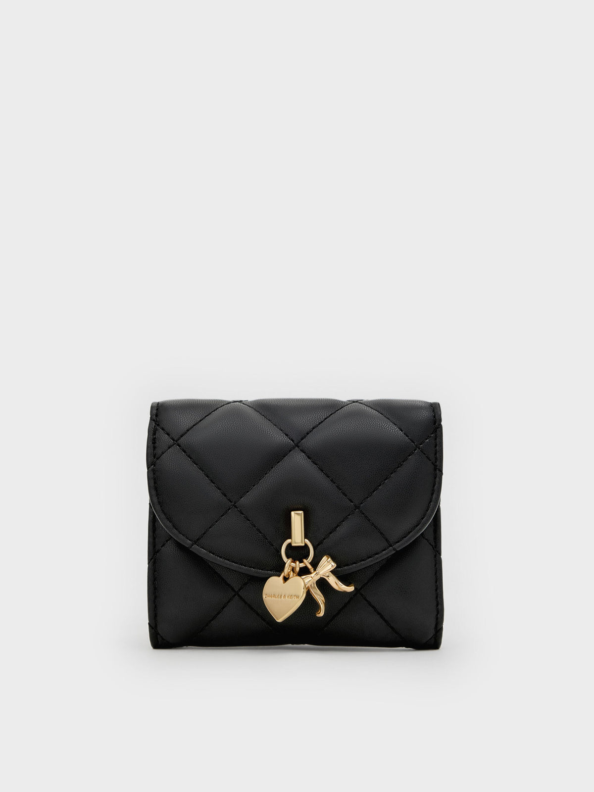 Arrietty Quilted Curved-Flap Wallet - Black | CHARLES & KEITH