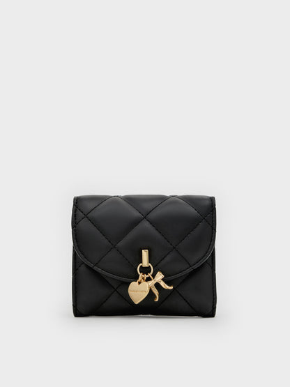 Arrietty Quilted Curved-Flap Wallet - Black | CHARLES & KEITH