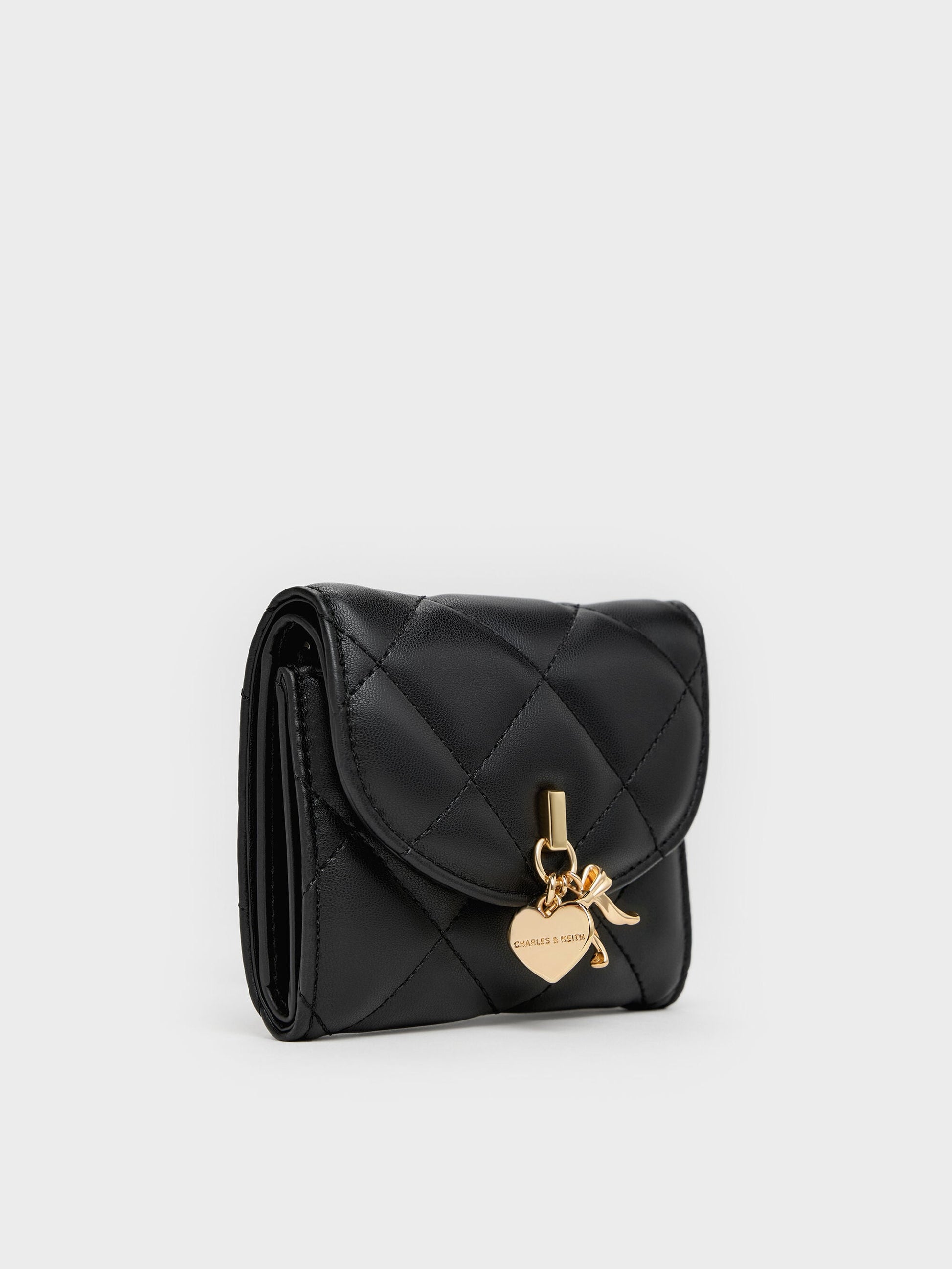 Arrietty Quilted Curved-Flap Wallet - Black | CHARLES & KEITH